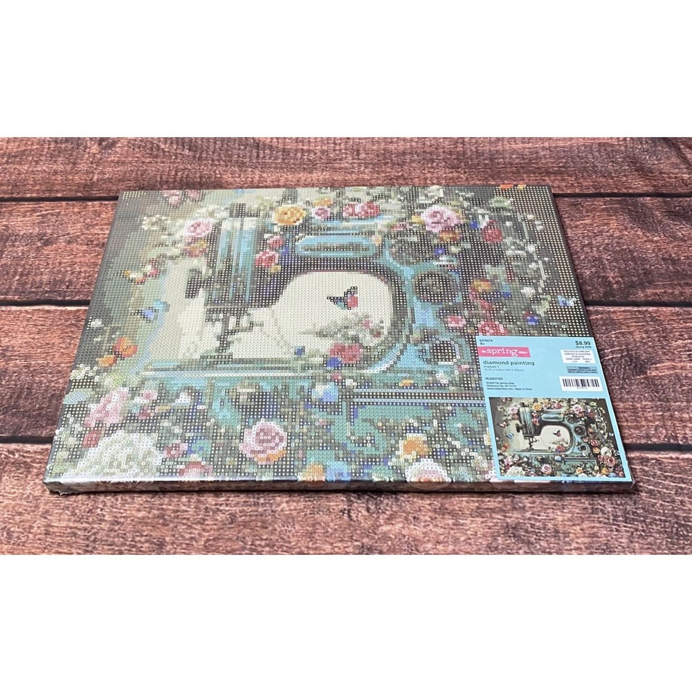Antique Sewing Machine and Flowers Diamond Painting Kit Hobby Lobby New - Picture 2 of 3